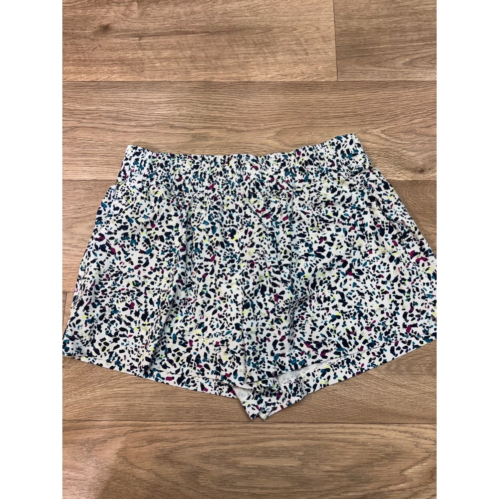 Athleta Weekender Run Short Womens Small Multicolor Confetti Print Smocked Waist